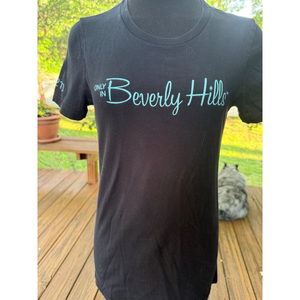 Only in Beverly Hills 90210 Graphic T-Shirt Black Teal Short Sleeve XL